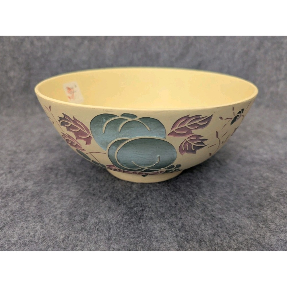 Design &Deco Decorative Raised Floral &Leaf Bowl Pottery China 7-3/4"W x 3.5' T